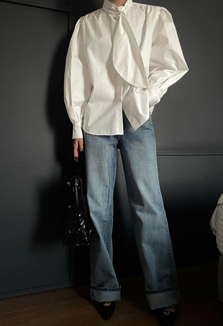 Elegant Tie-Neck Pearl White 