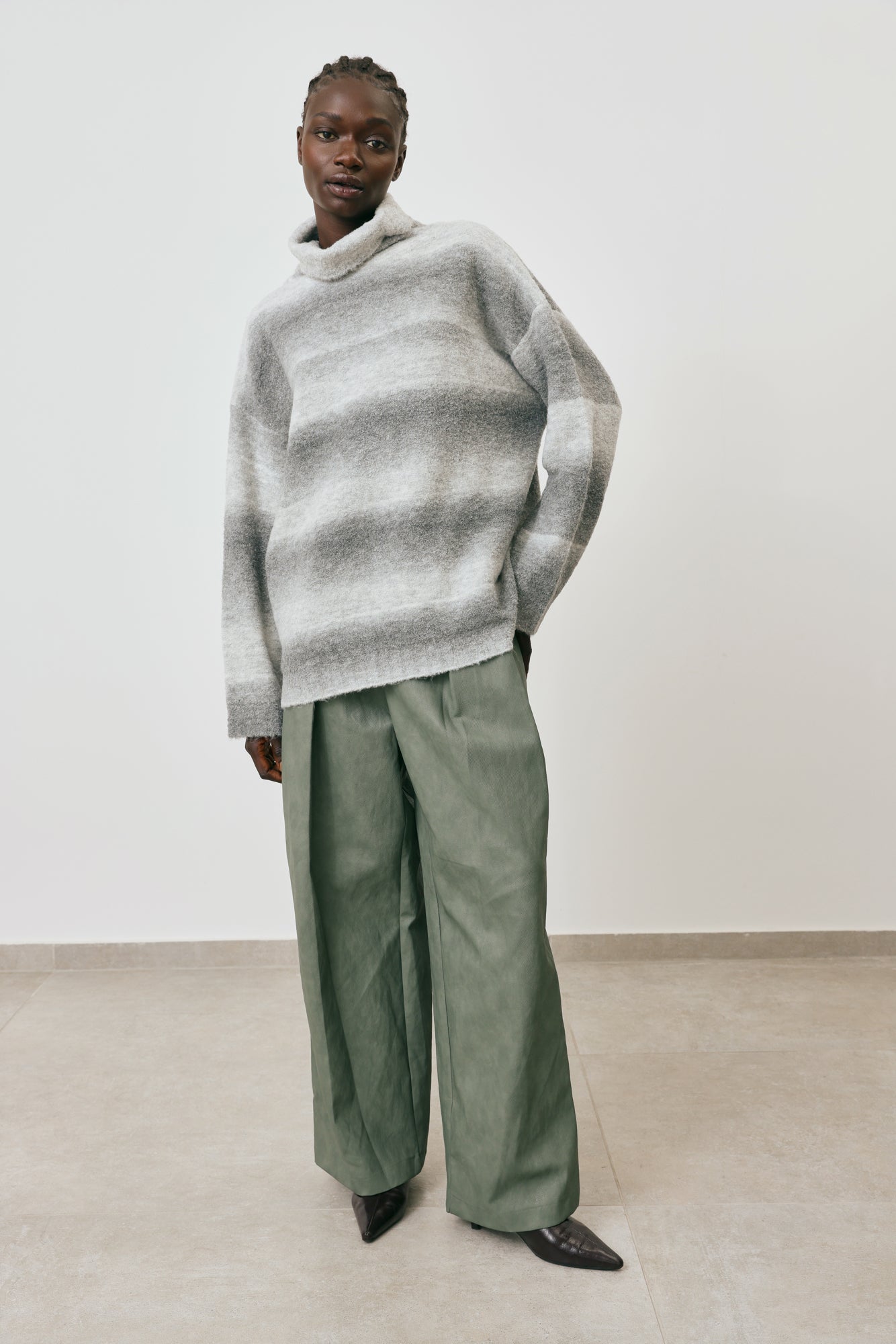 Vegan leather wide leg pants