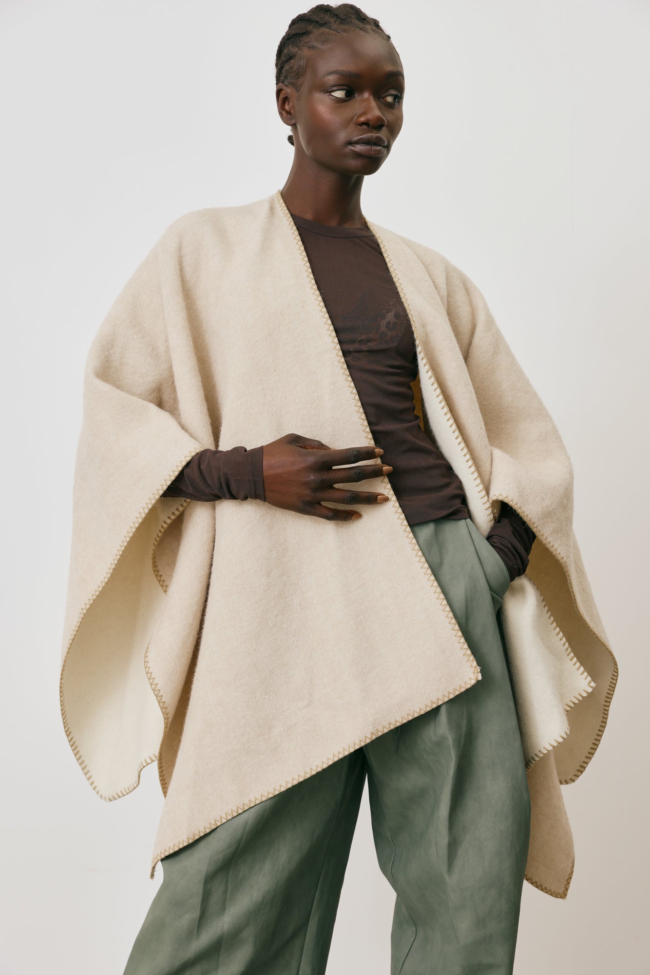 wool butter Fringe Cape