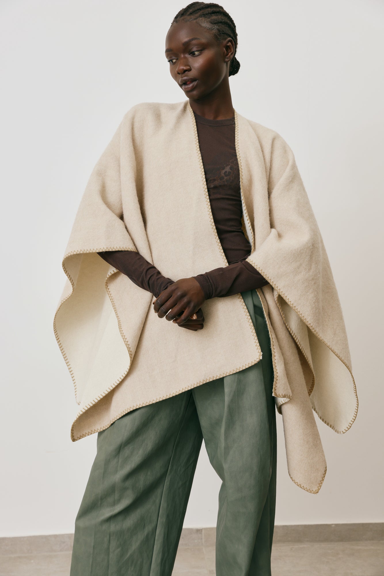 wool butter Fringe Cape