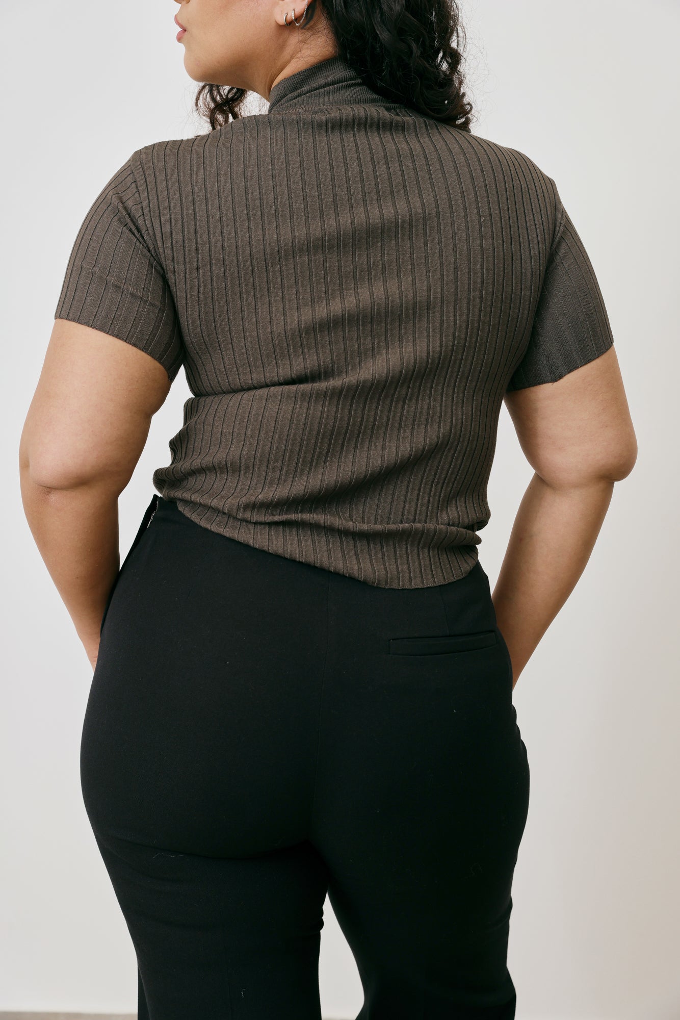 High neck ribbed top