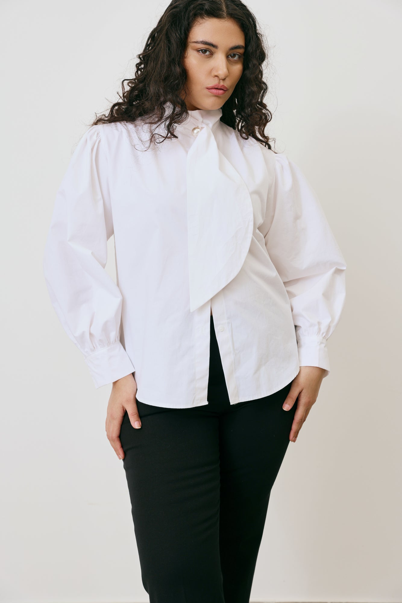 Tie neck blouse shirt