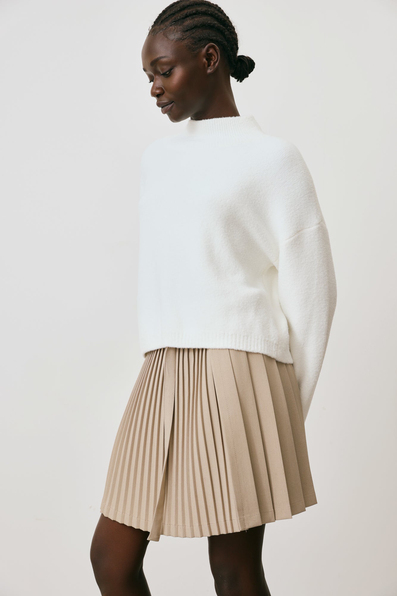pleated mini wrap skirt