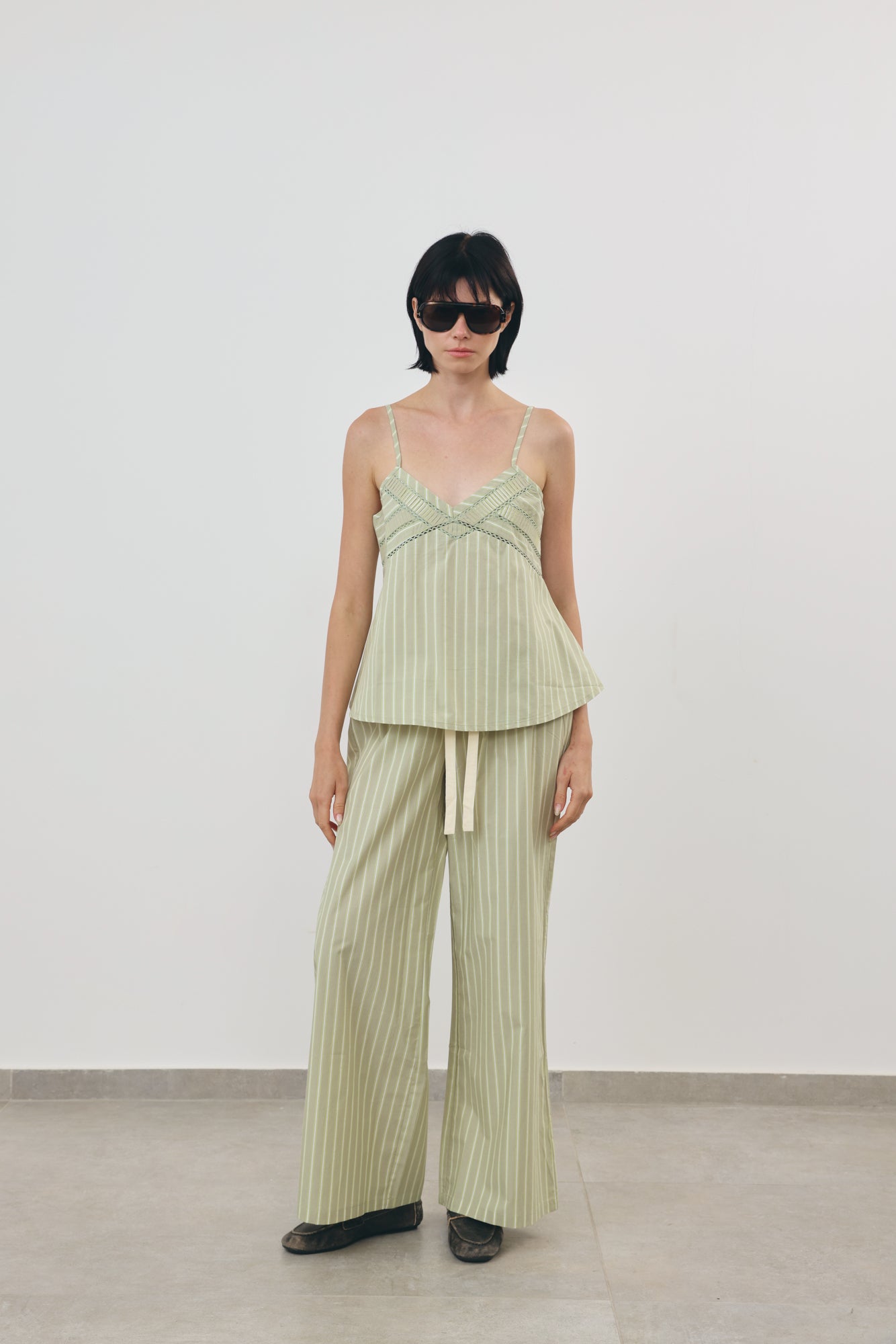 Stripe Wide-Leg Pants