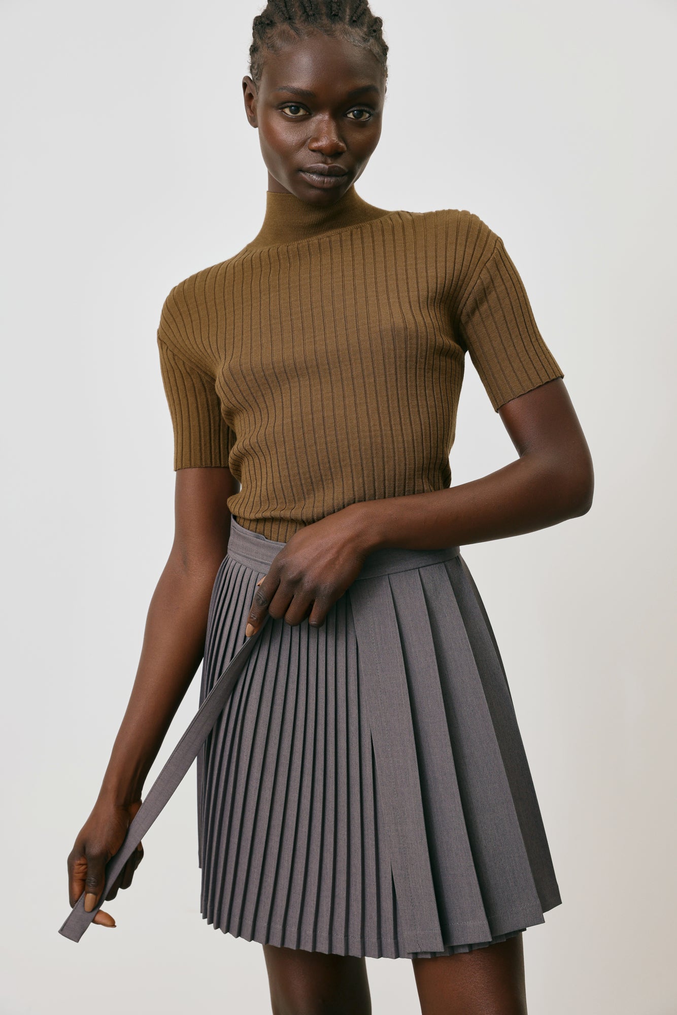 High neck ribbed top