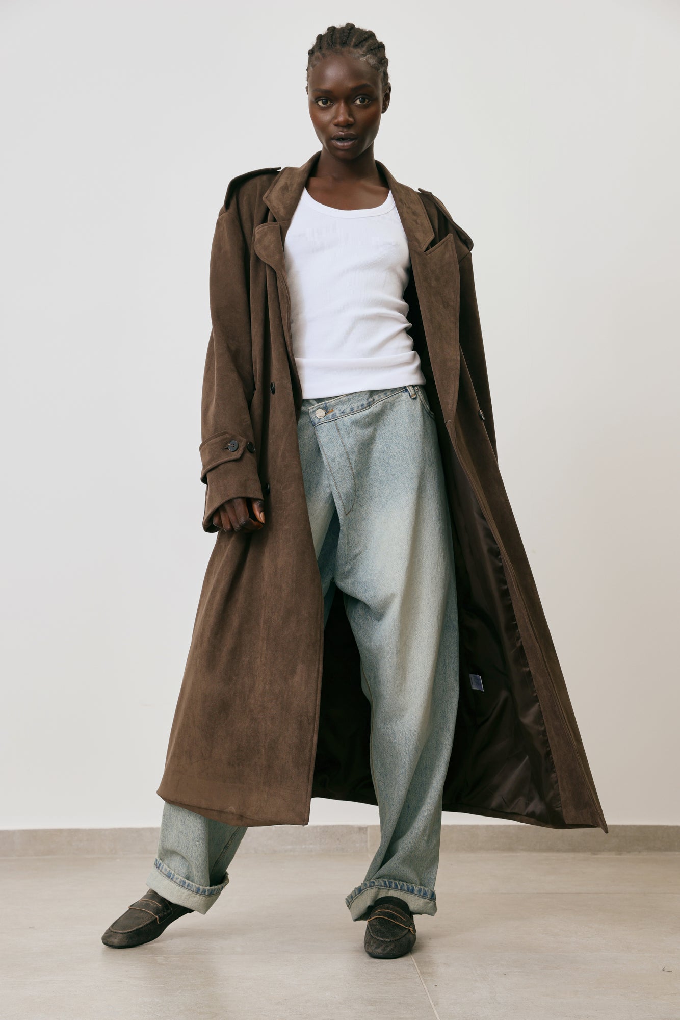 Suede Trench Coat