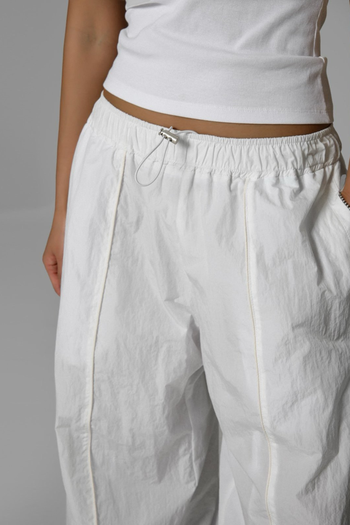 Nylon Drawstring Wide Trousers