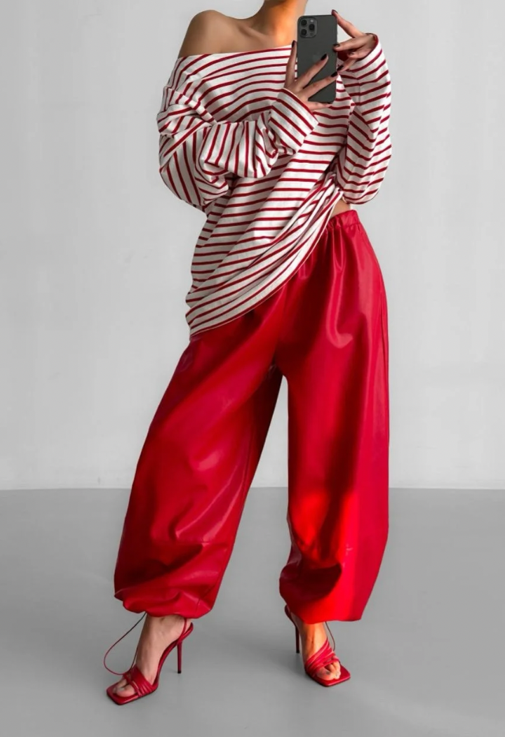 Boyfriend Fit Striped Boatneck T-Shirt