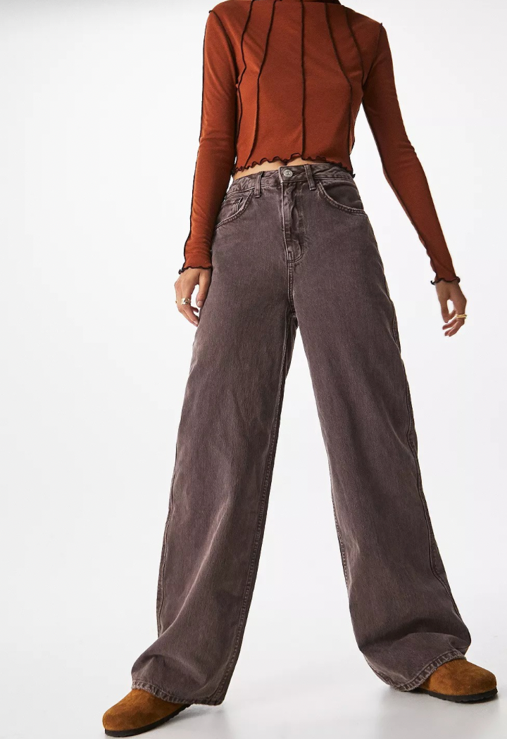 Wash brown denim