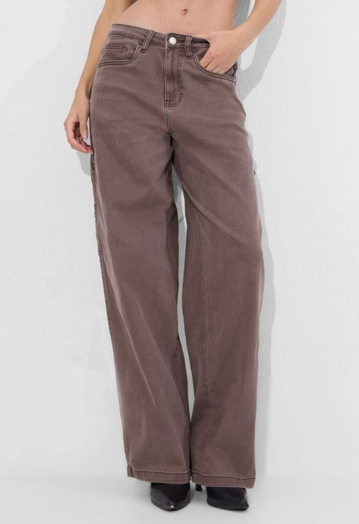 Wash brown denim