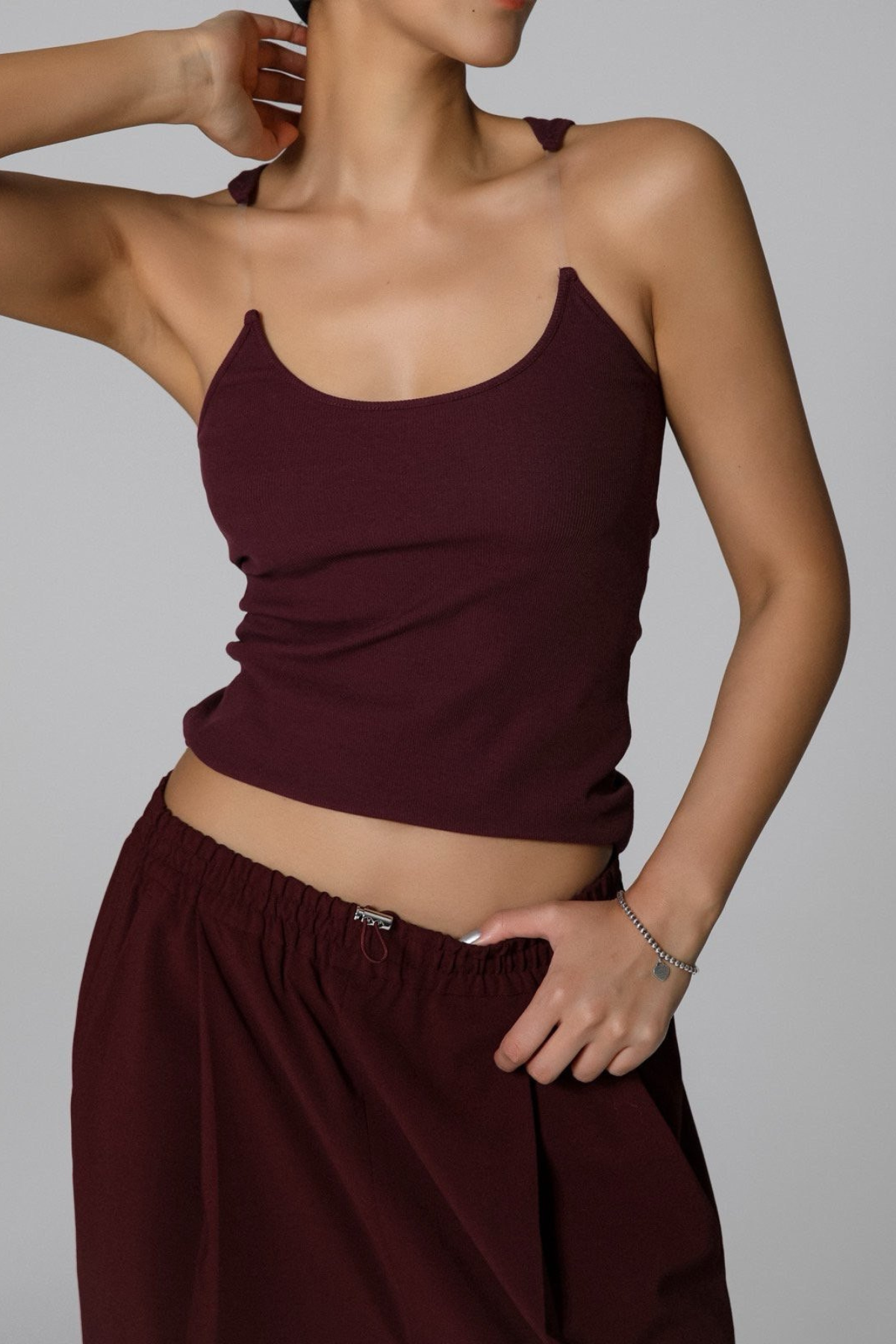 Strapless Detail Ribbed Sleeveless Tank Top