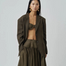 Relaxed fit olive green linen jacket, women's casual linen blazer, comfortable olive green summer jacket, stylish linen jacket for women, breathable linen blazer, relaxed fit olive green outerwear, lightweight linen jacket, women's stylish casual jacket, versatile linen blazer, modern olive green jacket, summer breathable jacket for women, everyday linen jacket, chic relaxed fit linen outerwear.