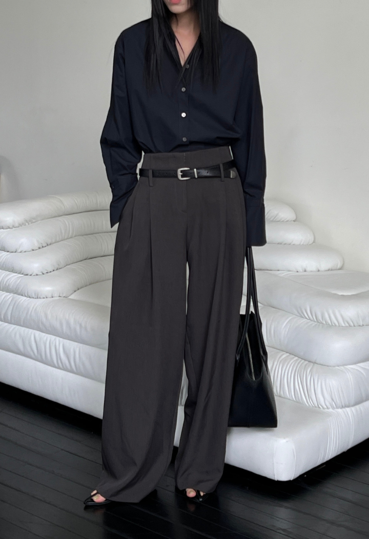 Oversized Button Shirt with Corset Belt