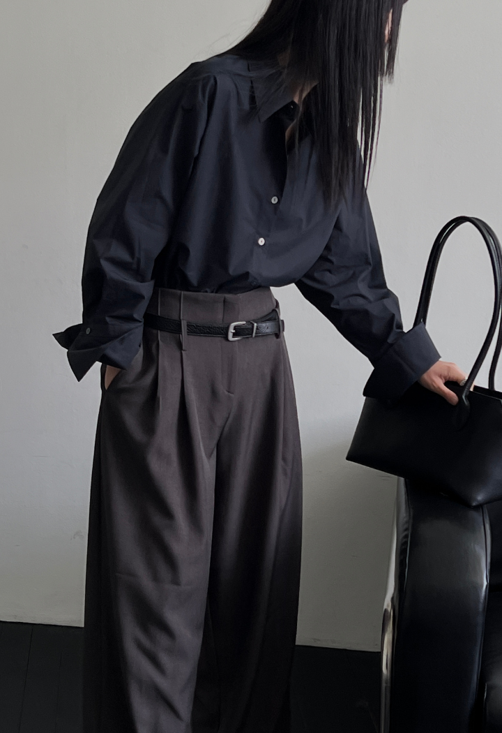 Oversized Button Shirt with Corset Belt