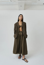 Relaxed Fit olive green Linen Jacket