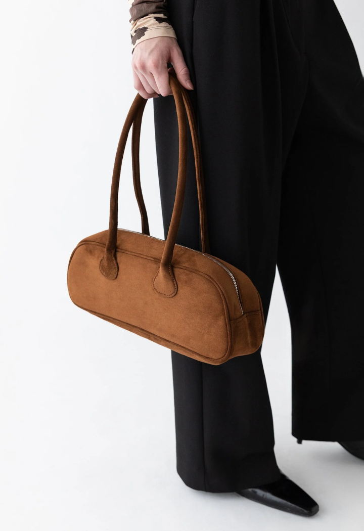 VEGAN SUEDE BOWLER BAG