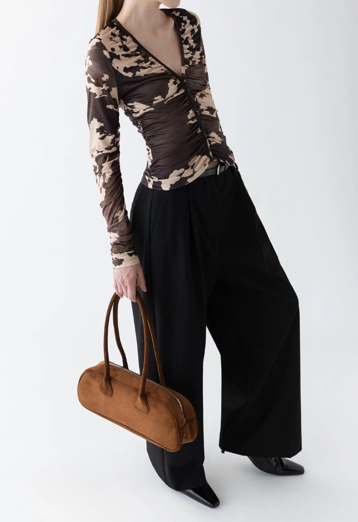 VEGAN SUEDE BOWLER BAG