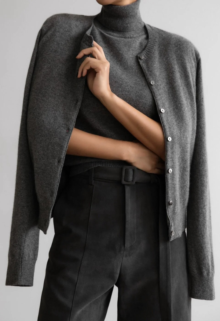 Cashmere Round Neck Knit Cardigan