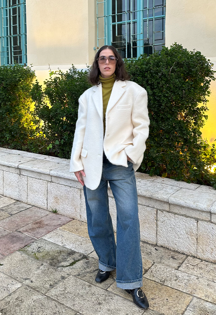 Oversized Wool-Blend Peacoat  Butter