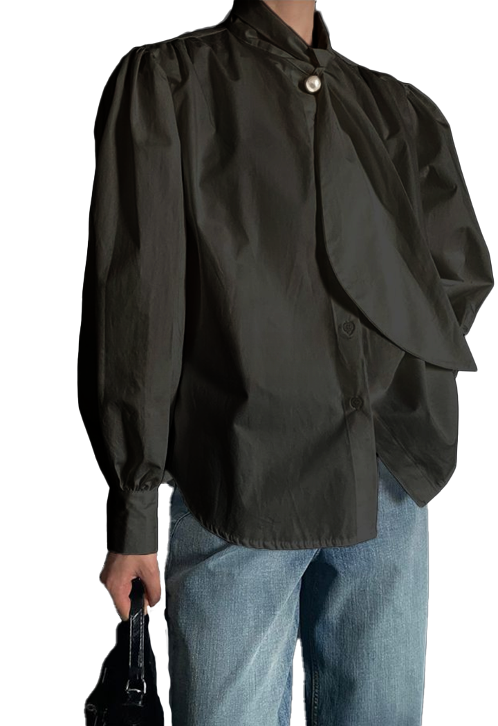 Tie neck Black blouse